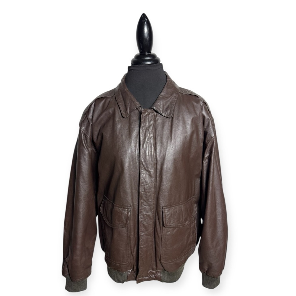 Vtg Context Leather Bomber Jacket - image 1